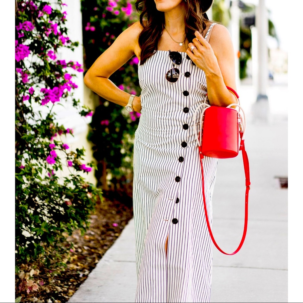 Who What Wear midi striped button-up dress